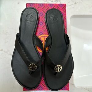 Tory Burch black/gold Benton thong - calf leather